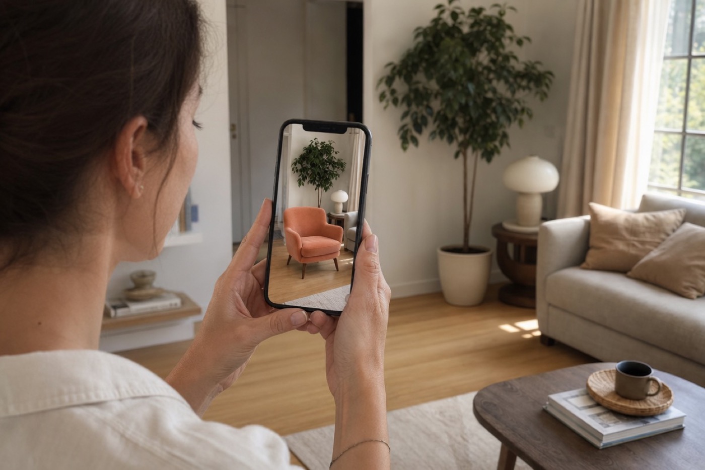 Placing the chair in a real living room with AR